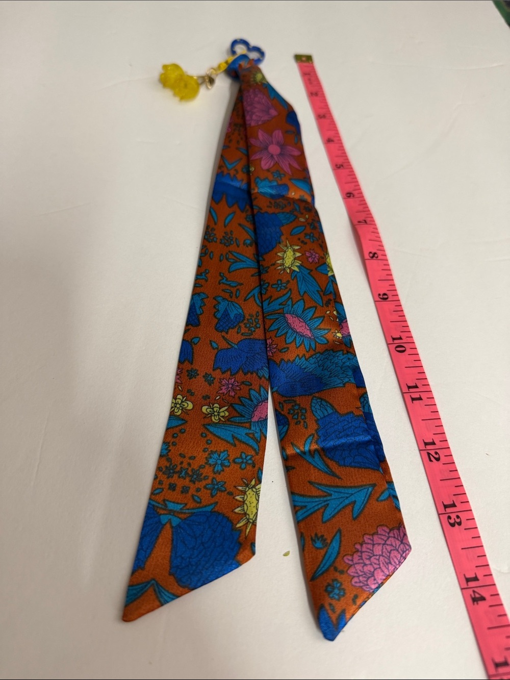 Floral Pattern Key & Card Holder Scarf in Brown and Blue
